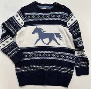 Child’s GYMBOREE Sweater Size 6 Blue & White pullover horse western (hh34) - Picture 1 of 8