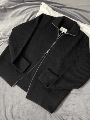 Cárdigan Suéter Cuello Alto Tejido Abrigo Hombres Unisex Estilo Margiela 2 Vías Cremallera Foto 1 de 4