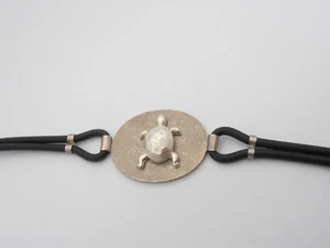Tortoise: Bracelet Silver 925 And Rubber - Charm Bracelet With - Picture 1 of 3