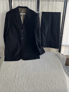FELLINI Uomo 2 Piece Suit Mens Jacket Size 40R Trouser 33x29 Cuff Hem Black - Picture 1 of 21