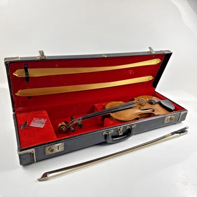 VTG Violin 4/4 Full Size-Terry's Fiddle Shop Rialto CA-Handcrafted w/Case & Bow - Image 1 of 4
