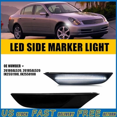 Par de luces de señalización laterales negras base sedán Infiniti G35 2003-2006 blanco EV Foto 1 de 4