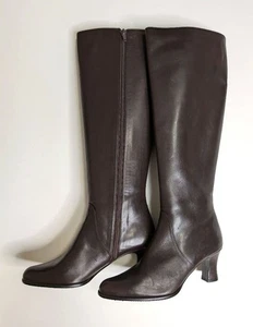 Saint Laurent Long Boots Shoes EU 35.5 US 5.5 Leather Brown Authentic - Picture 1 of 24