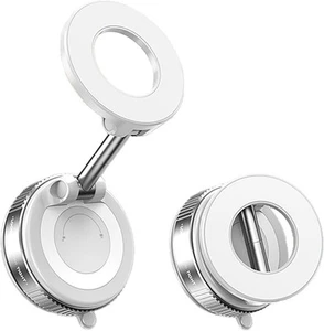 720°Rotatable Vacuum Magnetic Phone Stand, Silvery White - Photo 1 sur 9