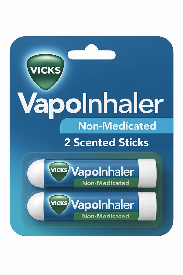 Vicks VapoInhaler Non-Medicated Menthol 2 Scented Sticks – Refreshing Nasal Inha - Image 1 of 1