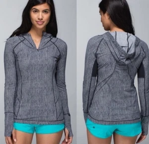 Lululemon Water Bound Hoodie Burlap Texture Black Dune / Black sz 6 - Picture 1 of 11