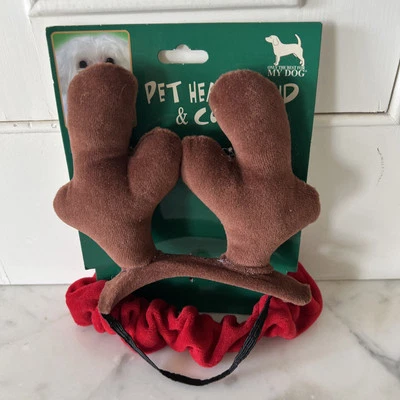 NUEVO CON ETIQUETAS Diadema Dandee Mascota Cuerno y Cuello Terciopelo Rojo Navidad Solo el Mejor S/M Foto 1 de 3