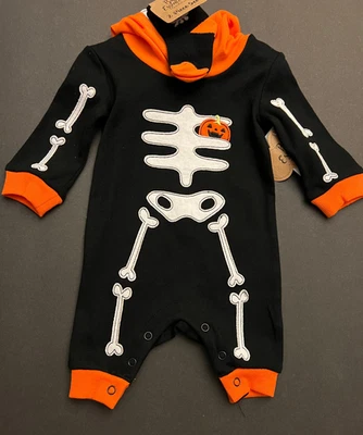 Bebé Esqueleto Halloween Disfraz Mono 3M 3 Meses Bebé Esencial NUEVO Foto 1 de 3
