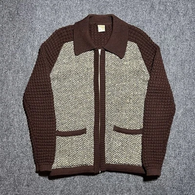 Cárdigan Suéter Cárdigan Para Mujer De Colección Años 80 Lana Dos Tonos Tejido Cremallera M Foto 1 de 4