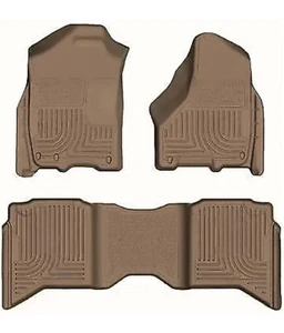 Husky Liners 98003 Tan Front & Floor Mats 2009-2018 Dodge Ram 1500 2500 3500 - Picture 1 of 2