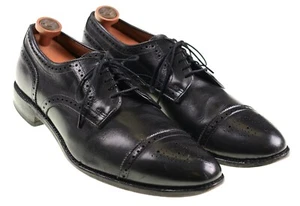 Allen Edmonds Sanford Black Leather Brogued Cap Toe Derby Dress Shoes 12 B - Picture 1 of 10