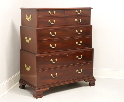BAKER Historic Charleston Mahogany Chippendale Style Three-Tier Chest on Chest Cover
