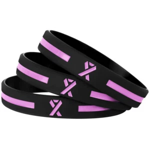 3Pcs Breast Cancer Awareness Silicone Bracelet Wristband Find The Cure Jewellery - Picture 1 of 3