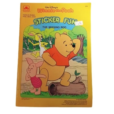 1981 Sticker Fun Disney Winnie Pooh Book Golden Lick Stick Color Vintage Golden Foto 1 de 4