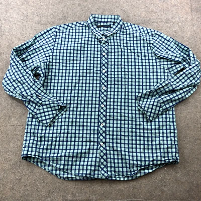 Camisa Zachary Prell Para Hombres 3XL Azul Verde Cuadros Manga Larga Abotonada Preppy Foto 1 de 4