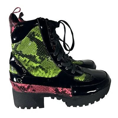 Cape Robbin Kingpin черный неоновый змея шнурует вверх зажим подошвы боя ботильоны размер 8,5 М - Изображение 1 из 4