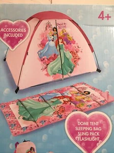 Exxel Outdoors Disney Princess Kids 4 Piece Camping Set with Tent & Sleeping Bag - Picture 1 of 9