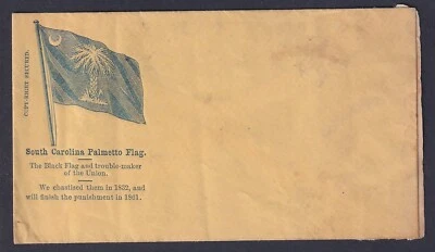 Civil War Patriotic unused cover - South Carolina Palmetto Flag - Image 1 of 2