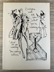 Infini Caron Perfume Women Fragrance Sketch Illustration 1973 Vintage Print Ad - Picture 1 of 1