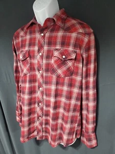 Wrangler Ranchers Plaid Pearl Snap Long Sleeve Shirt Size Large - Picture 1 of 7