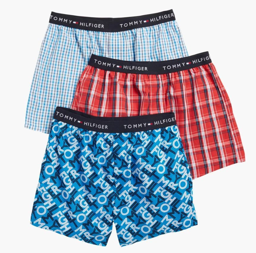 TOMMY HILFIGER MEN X3 - 243 BUFFALO LARGE - 3 PACK SLIM WOVEN BOXER UNDERWEAR - Image 1 of 1