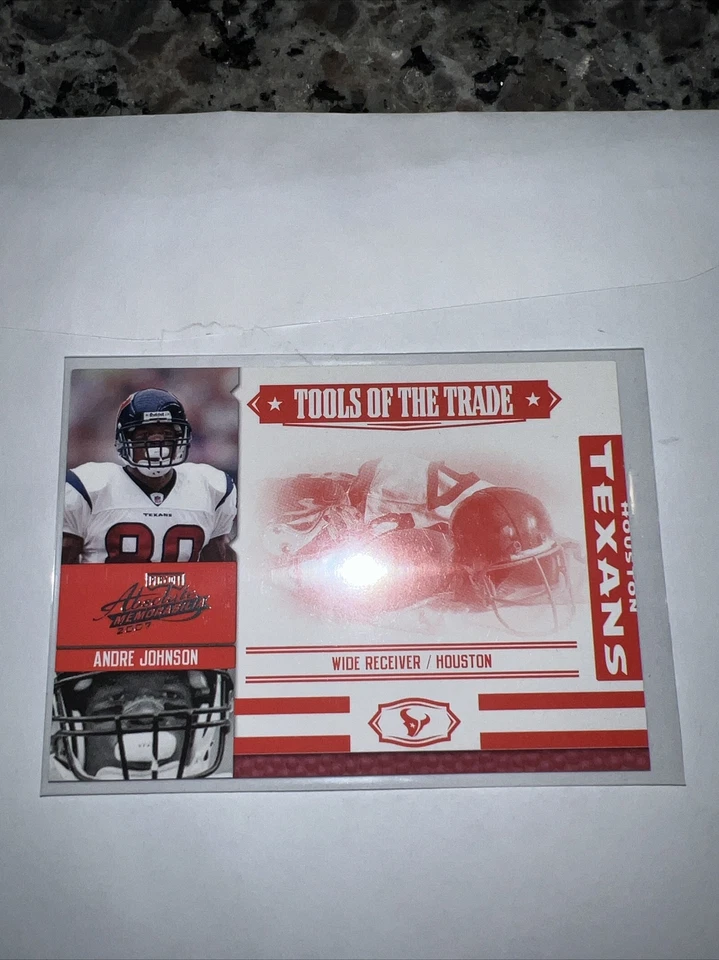2007 Playoff Absolute Memorabilia Tools of the Trade Red /100 Andre Johnson HOF - Image 1 of 4