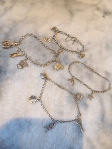 Vintage Sterling Silver Bracelets & Charms Job Lot Bundle Scrap / Wear / Resale - Picture 1 of 6