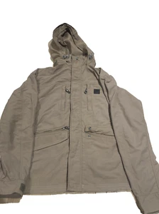 Giacca utility uomo Fila beige con cappuccio UK S 46/48 tasche zip cappotto outdoor - Foto 1 di 18