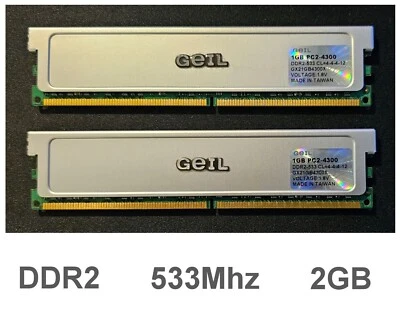 Memoria RAM DDR2 PC2-4200 533Mhz 2GB (2x1GB) Geil GX21GB4300X - Immagine 1 di 4