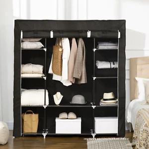 HOMCOM Stoffschrank, Kleiderschrank, Faltschrank mit Reißverschluss, Schwarz - Bild 1 von 9