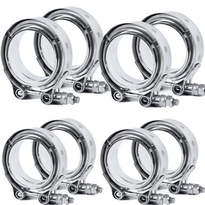 8X 2.5 inch Stainless Steel V-Band Clamp S304 M/F flange V-band Exhaust Downpipe - Imagen 1 de 8