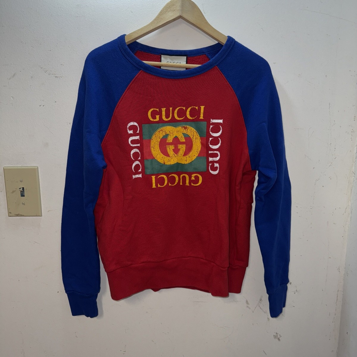 GUCCI Sweatshirt Vintage Logo S Cotton Red 497255-X3I87 | eBay