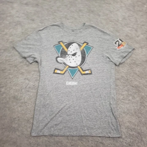 Mighty Ducks Hockey Shirt Mens Large Gray Short Sleeve NHL Casual Basic Adult A1 Cover