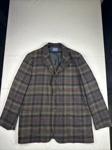 Vintage Pendleton Wool Blazer Men's Plaid 3 Button Shirt Jacket 50’s 60’s EUC L - Picture 1 of 16