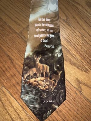 GOSPITALIDAD Ciervo Alma de Dios Salmo Biblia Versículo Corbata Cuello ÚNICA ORIGINAL ❤️tb50 Foto 1 de 4