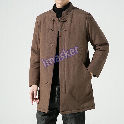 OFF WHITE Cappotto cotone stile cinese uomo media lunghezza bottoni retrò tang tuta cotone giacca