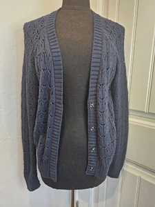 Olivia Sky Knit Button Up Cardigan Navy MEDIUM - Picture 1 of 5