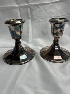 Vintage Gorham Silverplated Holloware Fluted Console Candlesticks - Picture 1 of 5