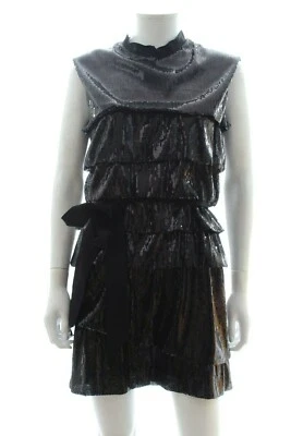 Lanvin Sequin-Embellished Tiered Mini Dress / Black - Image 1 of 4