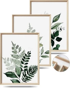 UPWOIGH Framed Wall Art,30x40CM Botanical Olive Leafs Wood Canvas Wall Art,Neut - Picture 1 of 6