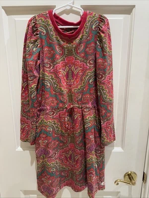 Oilily Girl’s Size 10-12 Long Sleeve Red/ Green/ Pink Paisley Dress - Image 1 of 4