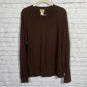 L.L.Bean Mens VTG Cashmere Blend Crew Neck Sweater Brown Size L Lightweight - Picture 1 of 4