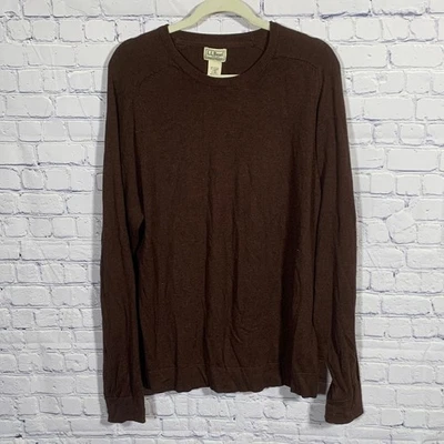 L.L.Bean Mens VTG Cashmere Blend Crew Neck Sweater Brown Size L Lightweight - Image 1 of 4