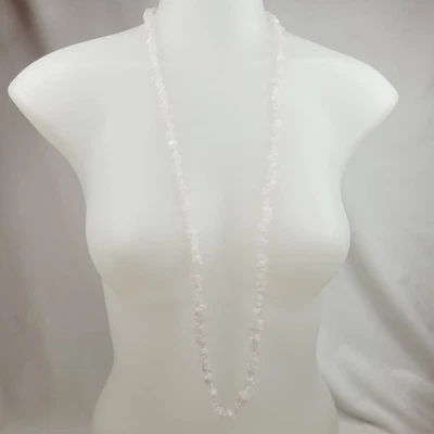 Collar Infinito Infinito Sin Fin Joyería de Moda Cuarzo Blanco 38" Largo Playa Boho Foto 1 de 4