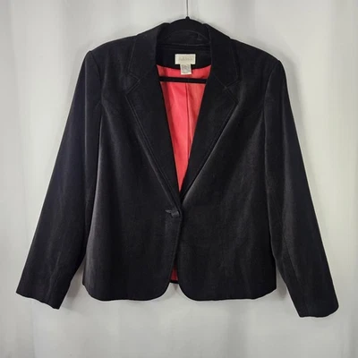 Studio Works черный бархатный блейзер с карманами 3 кнопки размер большой  - Изображение 1 из 4