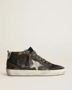 Golden Goose Women’s Mid Star Size 38 Black/Grey/Animal Print New. - Picture 1 of 5