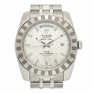 TUDOR WATCH CLASSIC DATEDAY 23010 AUTOMATIC SILVER DIAL STAINLESS STEEL MEN'S - Picture 1 of 8