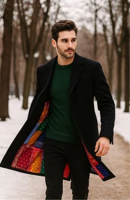 SOPHNET Loro Piana Coat M Navy Patterned Lining - Image 1 of 4