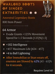 💥DIABLO 4💥SEASON 9💥Boots💥2GA Intelligence + Ball Lightning - Picture 1 of 1