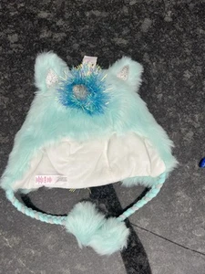 Jusitce Unicorn Snow Hat fleece rainbow furry pompoms - Picture 1 of 7